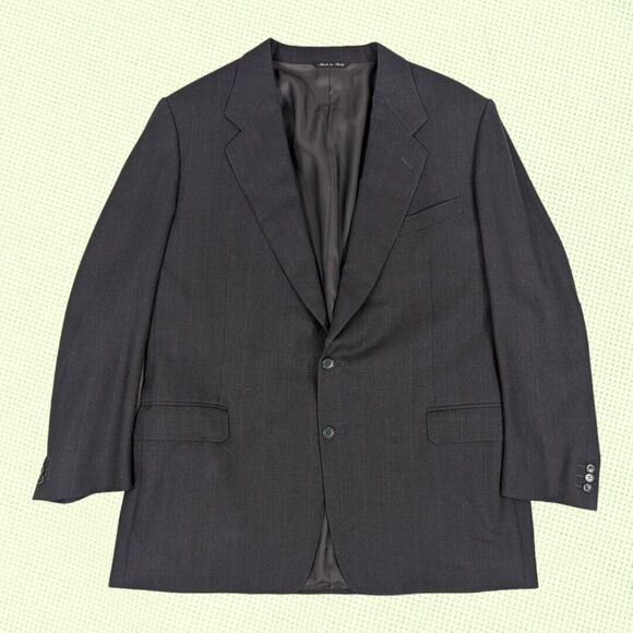 Canali Mens 50L‎ Wool Blazer Sport Jacket 2 Button Gray Striped Italy *Flaw* - Picture 1 of 10